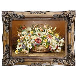 تابلو فرش دستباف گونه طرح سبد گل زیبا و خوش رنگ کد 2225