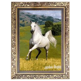 تابلو فرش ماشینی دستباف گونه طرح اسب سفید دونده کد 3076