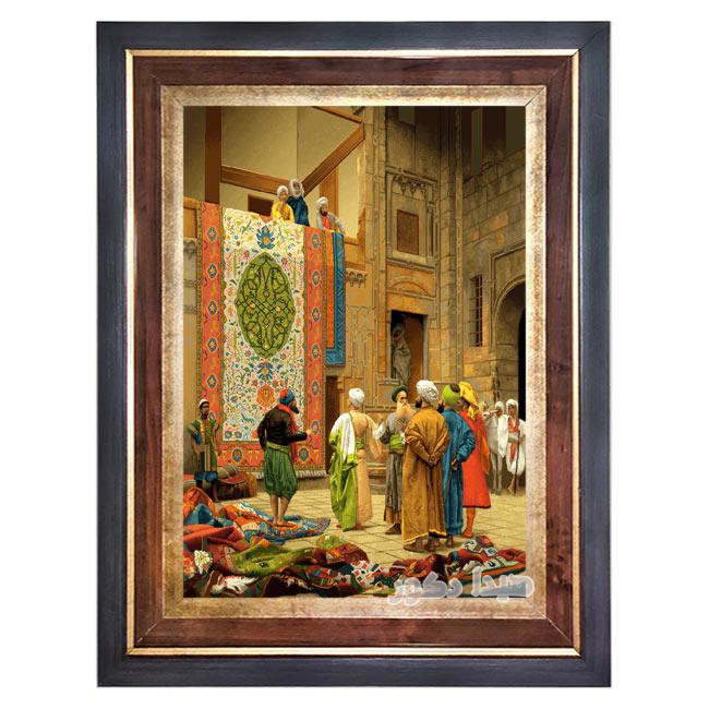 تابلو فرش ماشینی دستباف گونه طرح بازار قاهره مصر کد 3840