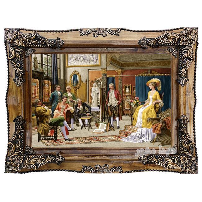 تابلو فرش ماشینی دستباف گونه طرح فرانسوی ملکه در قصر کد 3646