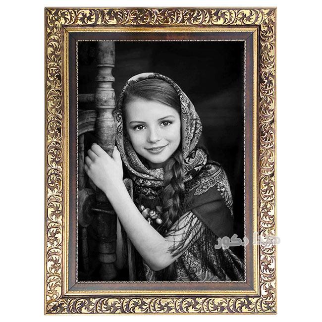 تابلو فرش ماشینی دستباف گونه طرح دختر بچه زیبای ایرانی کد 6325