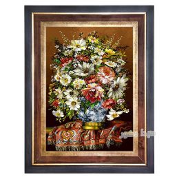 تابلو فرش کادویی ماشینی گل و گلدان مجلسی زیبا کد 2243
