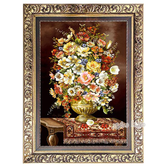 تابلو فرش ماشینی گل و گلدان گل های زیبا با قیمت ارزان کد 2284
