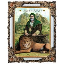 تابلو فرش حضرت علی با قاب شاپرک