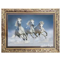 تابلو فرش طرح سه اسب سفید ماشینی کد 3180