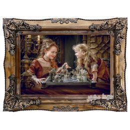 تابلو فرش مادر و دختر شطرنج باز (مهر مادری) ماشینی کد 3964