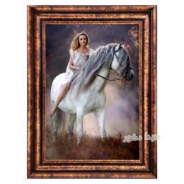 تابلو فرش جدید و زیبای طرح دختر اسب سوار - ماشینی دستباف گونه کد 6431