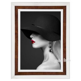 تابلو فرش فانتزی با رنگبندی سیاه و سفید طرح دختر با کلاه کد 6648