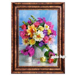 تابلو فرش کادویی ماشینی دستباف گونه طرح جدید گل و گلدان زیبا و خوش رنگ کد 2628