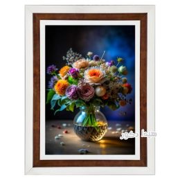 تابلو فرش کادویی ماشینی طرح دسته گل با گلدان شیشه ای کد 2693