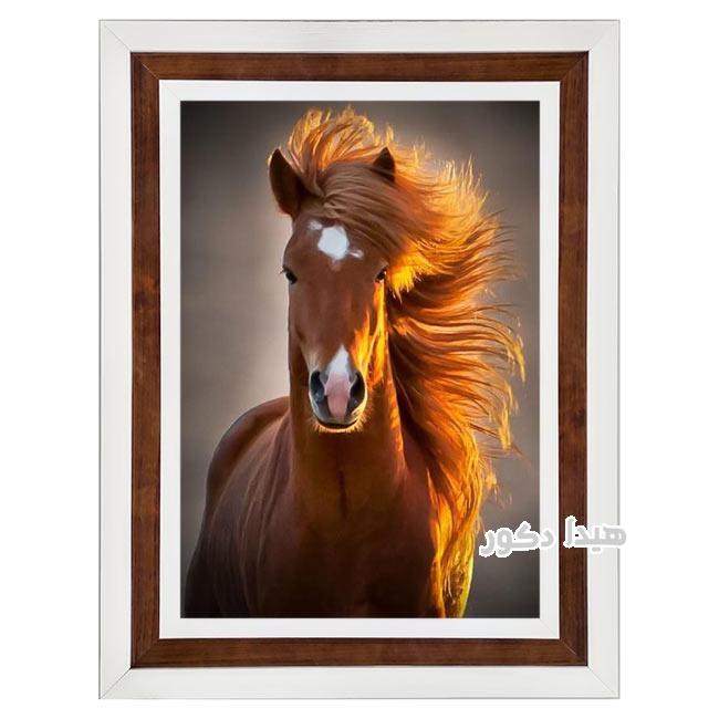 تابلو فرش ماشینی دستباف گونه طرح کله اسب قهوه ای کد 3218 تابلو فرش ماشینی دستباف گونه طرح کله اسب قهوه ای کد 3218