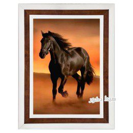 تابلو فرش ماشینی دستباف گونه طرح اسب مشکی زیبا کد 3231