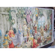 نمای پشتی تابلو فرش ماشینی طرح تاجگذاری حضرت سلیمان و ملکه سبا کد 3991