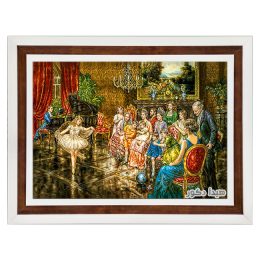 تابلو فرش ماشینی طرح جدید مهمانی پیانو زن و رقص باله کد 4013