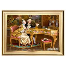 تابلو فرش ماشینی پیانو زن عاشقانه کد 4001