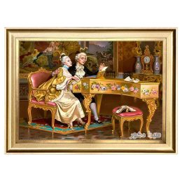 تابلو فرش ماشینی پیانو زن عاشقانه کد 4001
