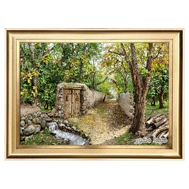 5090-view-of-sardrood-garden-alley-carpet تابلو فرش ماشینی منظره کوچه باغ زیبا و قدیمی کد 5090
