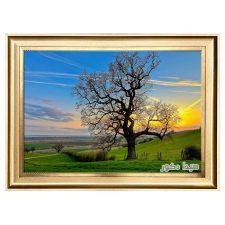 تابلو فرش ماشینی منظره تک درخت و غروب کد 5402
