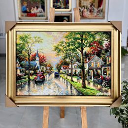 تابلو فرش ماشینی منظره خیابان کلاسیک و قدیمی اروپایی کد 4139