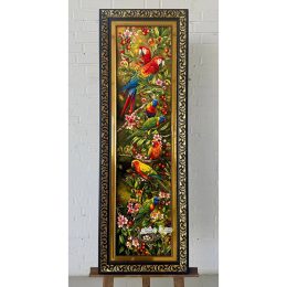 تابلو فرش ستونی گل و طوطی کد 7368