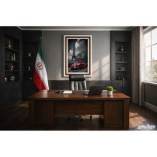 تابلو فرش ماشینی طرح برج ایفل و خودرو کلاسیک کد 6795 در دکوراسیون دفتر کار
