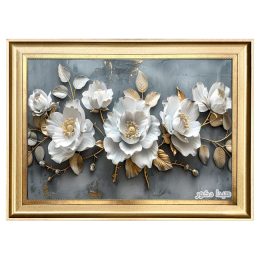 تابلو فرش مدرن گل رز سفید سه بعدی دکوراتیو کد 6800