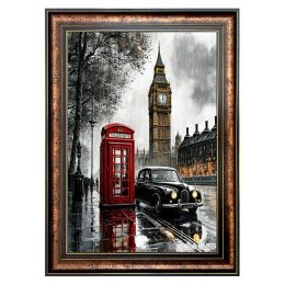 تابلو فرش مدرن طرح لندن بارانی کد 6806