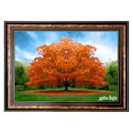 تابلو فرش ماشینی منظره تک درخت پاییزی زیبا کد 5800