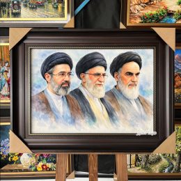 تابلو فرش ماشینی طرح سه رهبر در کنار هم - کد 7953