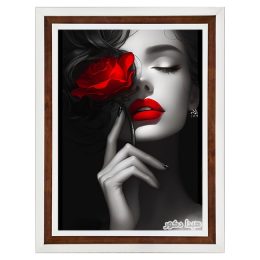 تابلو فرش ماشینی مدرن چهره و رز قرمز کد 6733