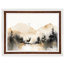 تابلو فرش مینیمال طرح کوهستان و گوزن کد 6812